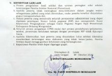 Hasil Akhir Integrasi Nilai SKD-SKB Seleksi CASN Bolmong Diumumkan